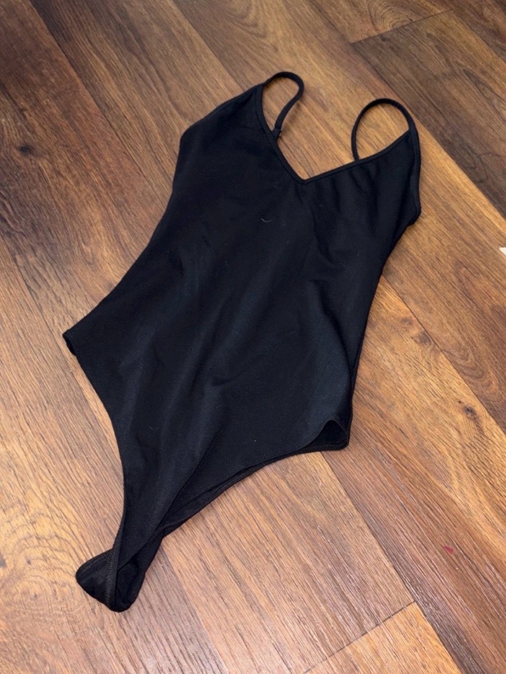 Garage Black V-Neck Bodysuit with Thin Straps